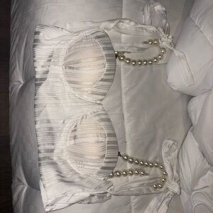 Elegant White Striped Women's Intimate Top
